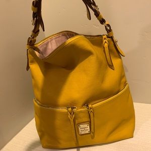 Dooney & Bourke Tote. Traditional mustard color with pale pink interior.
